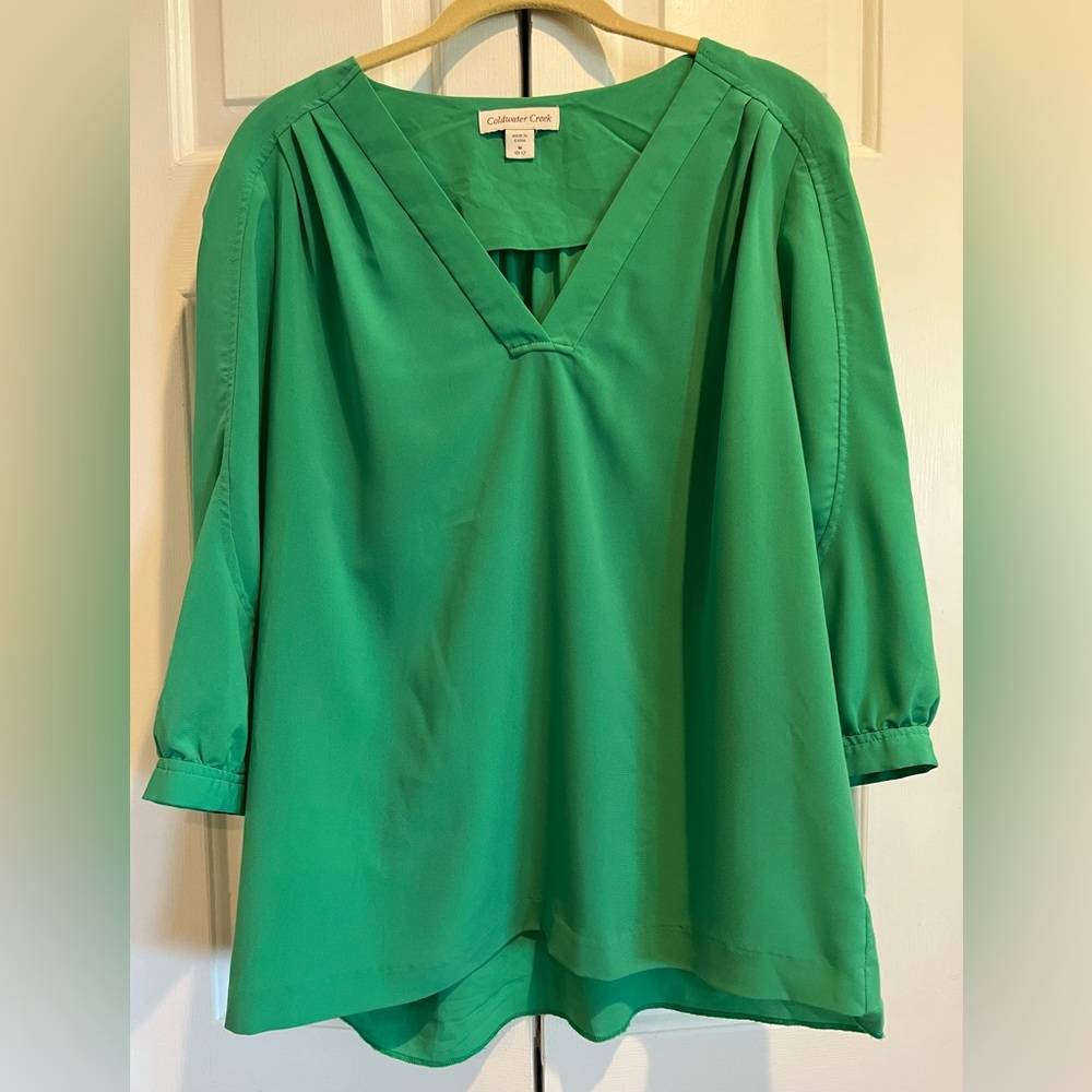 Silky-Feel, V-Neck Blouse - COLDWATER CREEK